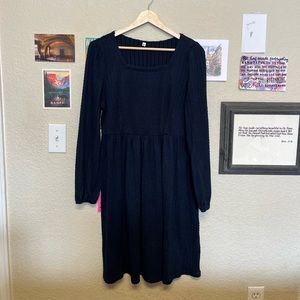 Navy Pleated Swing Dress